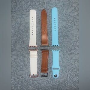 Set of 3 Leather and Silicone Watch Bands for 42 mm Apple Watch